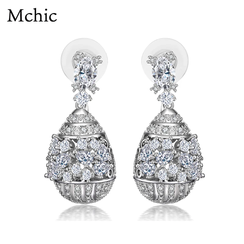 

Mchic New Vintage Hollow Flower Pattern AAA Cubic Zirconia Jewelry Women Drop Earrings Exquisite Fashion Bijoux Earring