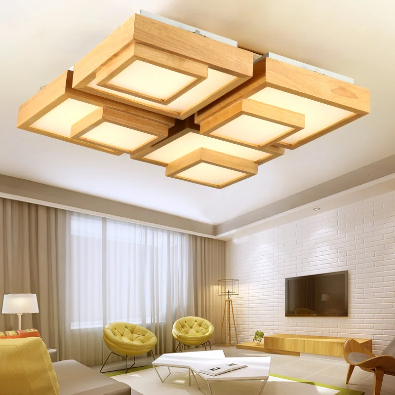

Nordic daily bedroom ceiling light wedding room solid wood creative square Ceiling lamps personality furniture lamps ZA825516