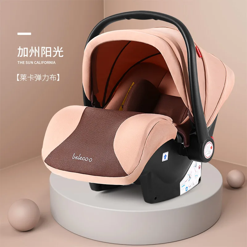 Infant basket car seat Newborn car cradle child baby reclining sleeping basket 0-1 years old - Цвет: brown