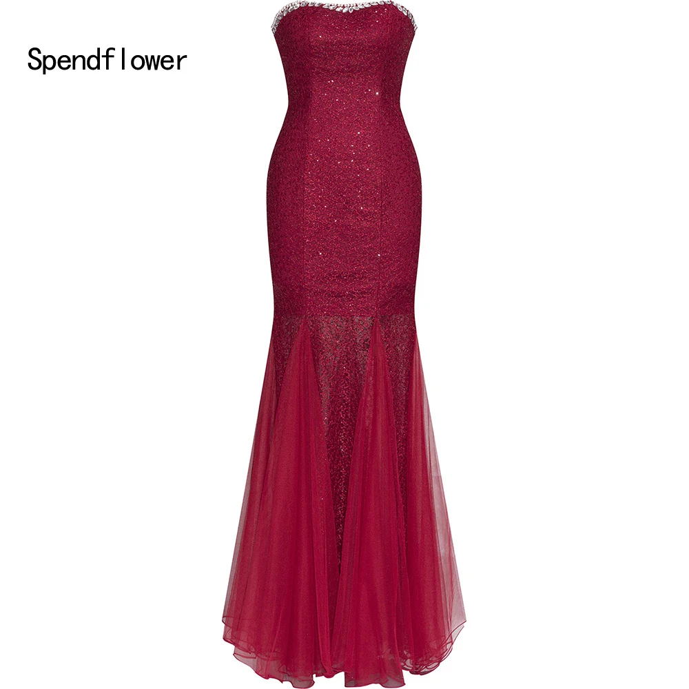 Spendflower женские блестящие вечерние бальное платье блёстки Русалка Длинные торжественное G-069RD