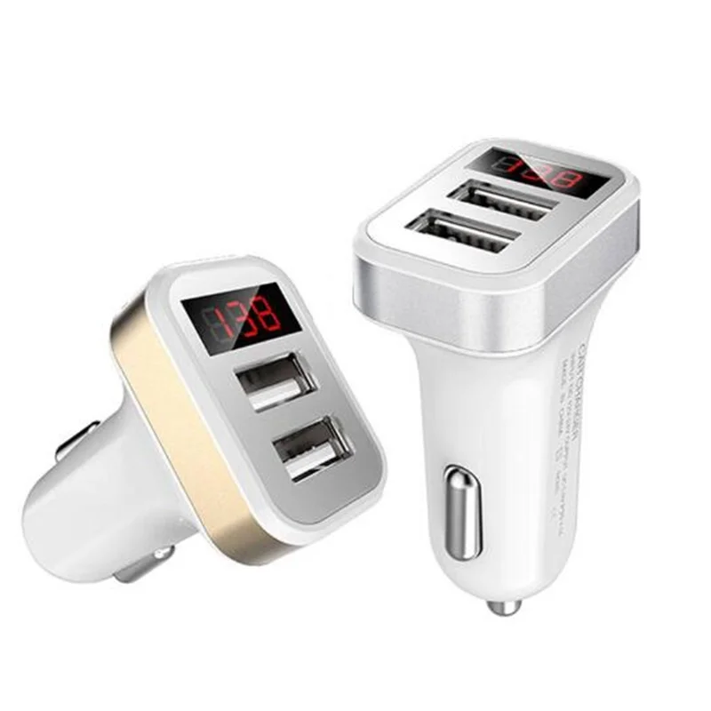 

Universal Fast Charging Car Charger For Huawei P20 Pro 2 Ports USB LED Display Quick Car Travel Charger For iPhone X Xiaomi