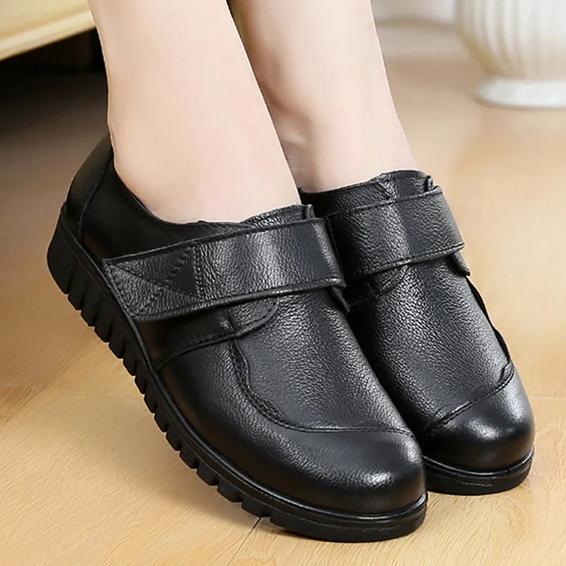 Solid black shoes women flats leisure round toe ladies flats large size