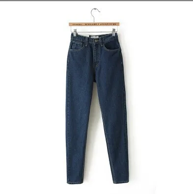 Осенние дамские штаны-шаровары с высокой талией, 24-29 повседневные потертые брюки из хлопка для девочек в европейском и американском стиле, ретро джинсы на талии - Цвет: Dark blue