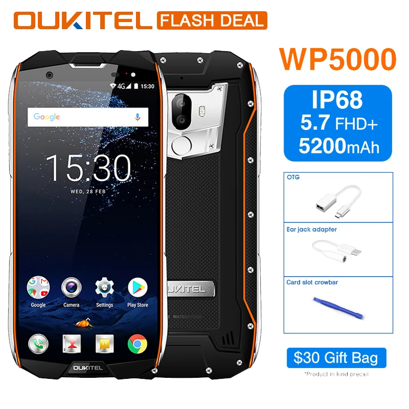 Oukitel WP5000 IP68 Водонепроницаемый 5 7 &quot18:9 мобильного телефона Android 1 Helio P25
