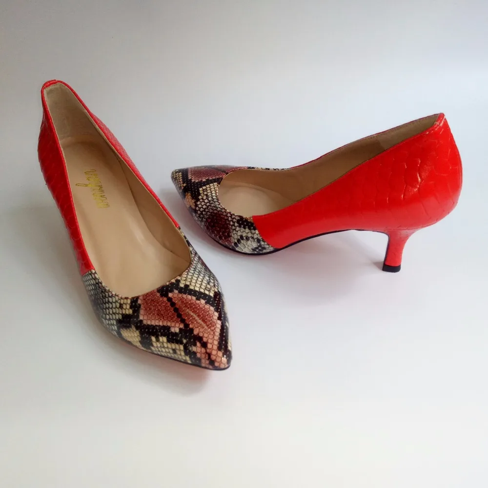WENZHAN/красные туфли из блестящей змеиной кожи весенние мягкие короткие туфли-лодочки на тонком каблуке 7 см блестящие свадебные туфли, Размеры 35-43, 710-24