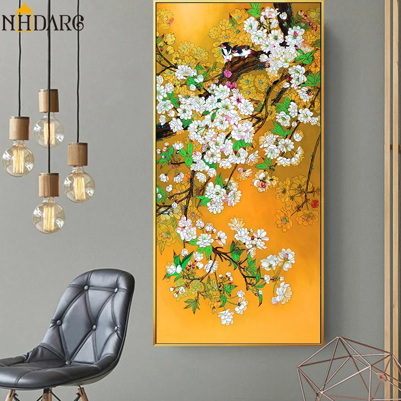 3 Панели, китайский стиль, цветок сливы, плакаты с птицами и принтами, Картина на холсте, настенная живопись, настенные картины для гостиной, домашний декор