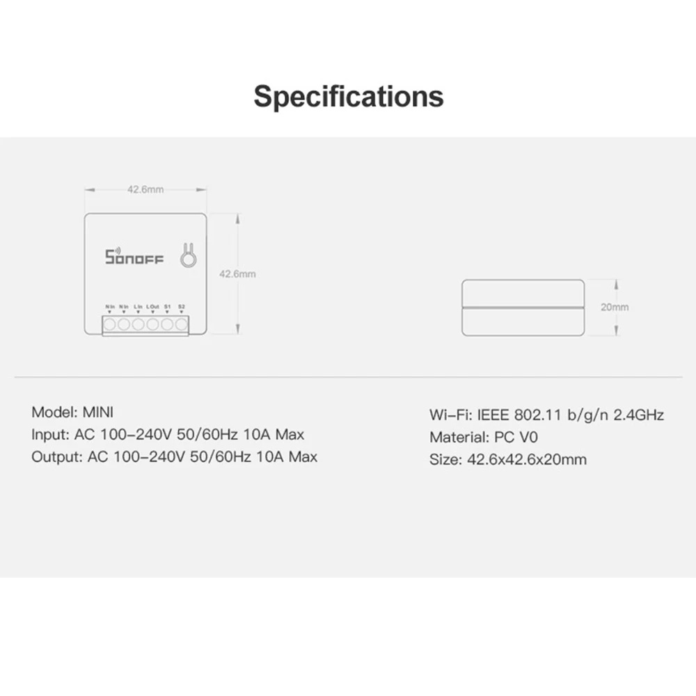 SONOFF мини смарт переключатель WiFi Двусторонняя поддержка DIY модификация умный дом