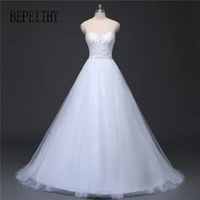 BEPEITHY Real Image Wedding Dress Lace Top Vestido De Novia White Wedding Dresses 2017 Robe De Mariage Cheap Bridal Gowns 2017