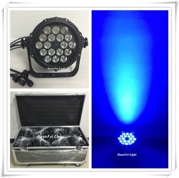 

With flight case 8pcs/lot Outdoor par led waterproof par 64 led 18x18w rgbwa uv led par ip65 dj lights equipment