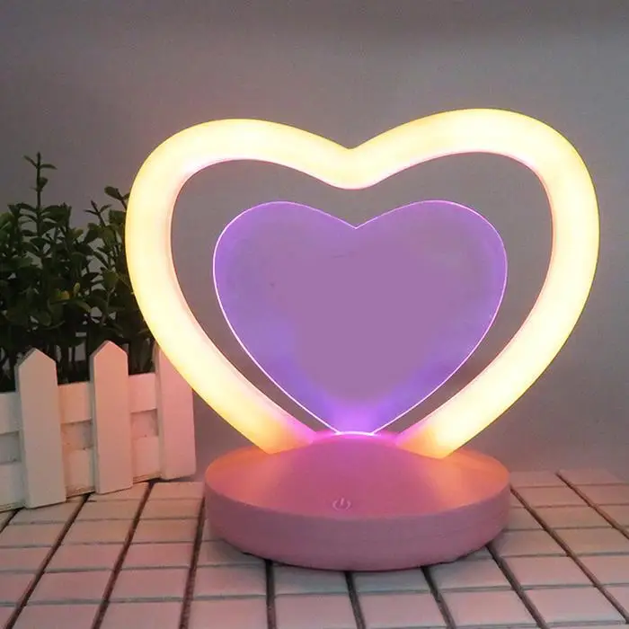 

Heart-shaped LED Touch USB Charging Night Light rechargeable, very convenient to use. Desk 3W Lamp Creative Gift To Girls Lover
