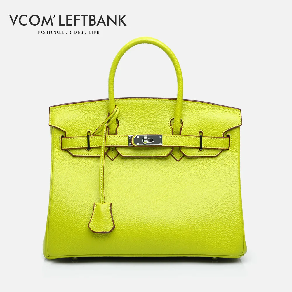 

Vcom'Leftbank Luxury Brand Designer Genuine Leather Totes bag European Style Women Leather bags Elegant Women Fashion Handbags