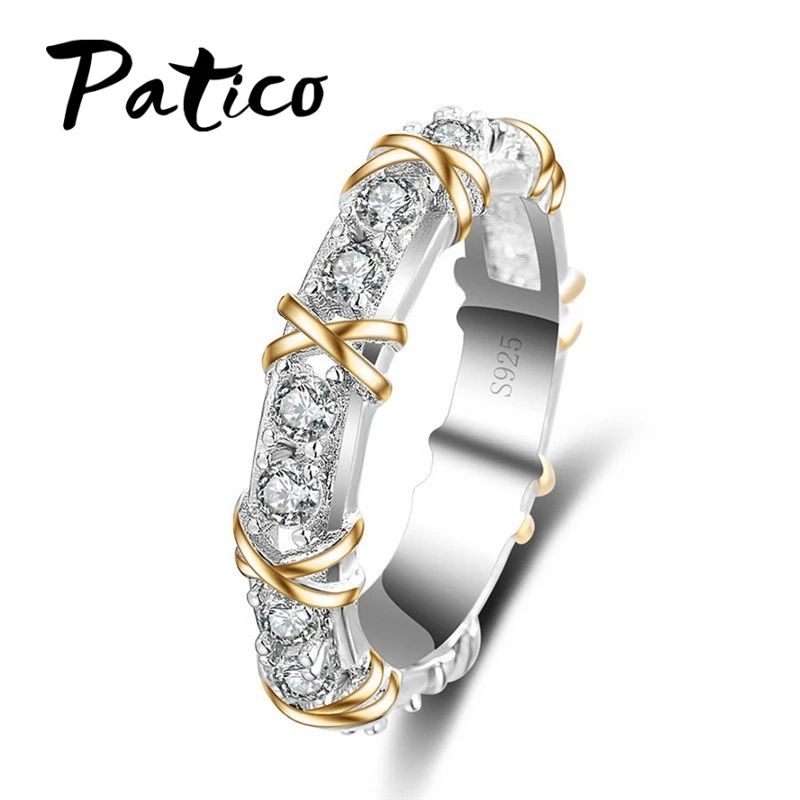 Classic X Tied 925 Sterling Silver Jewelry Ring AAA Zircon Rhinestone Crystal for Women Best Lovers'Gifts | Украшения и