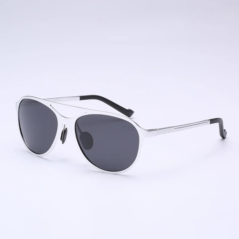 Алюминия и магния Поляризованные Солнцезащитные очки женские и мужские роскошные двойной мост Очки UV400 женственная марка Óculos Винтаж солнцезащитные очки - Цвет линз: silver black