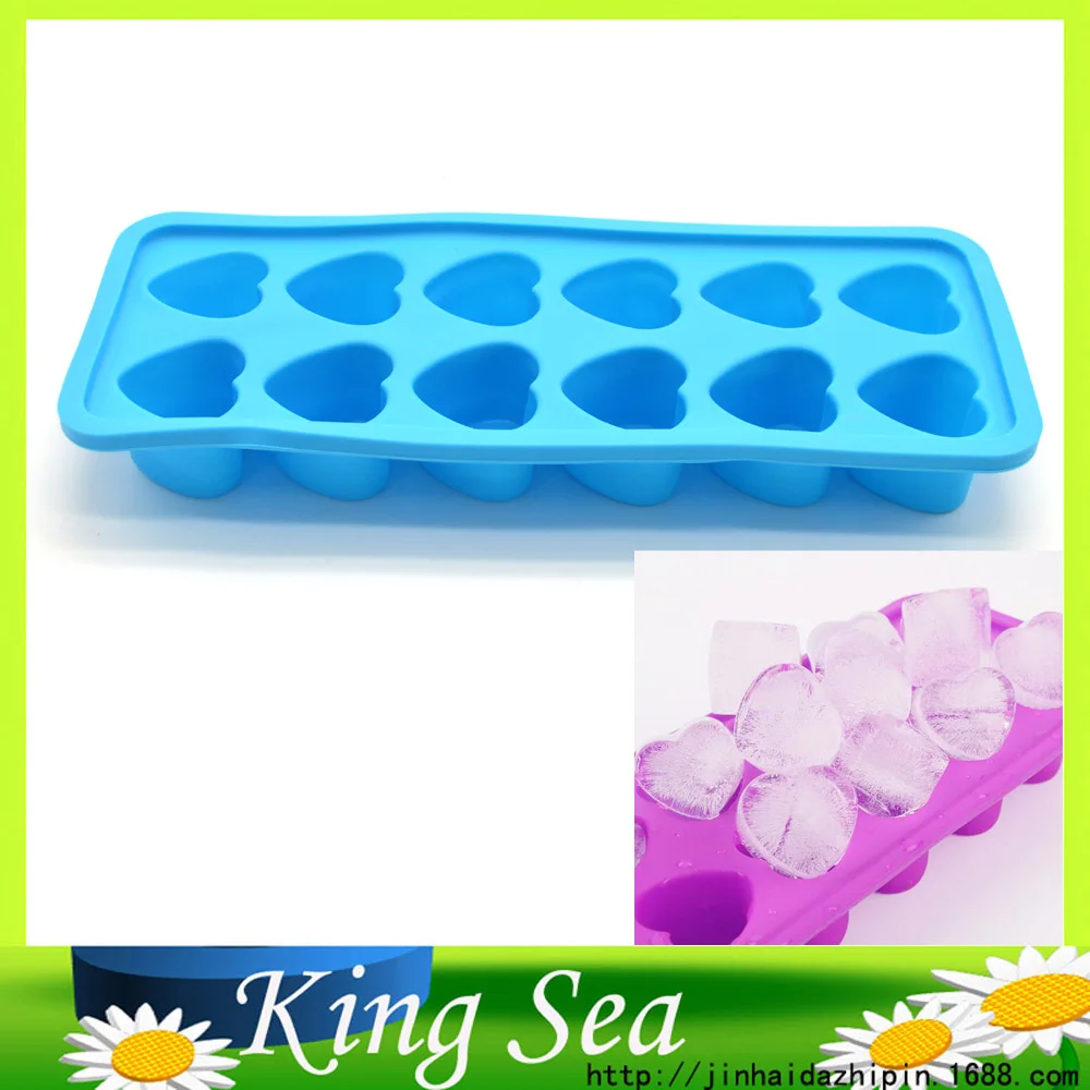 Buy Eco friendly Food Grade 12 Heart Shape Silicone Ice Cube Tray Mini Ice