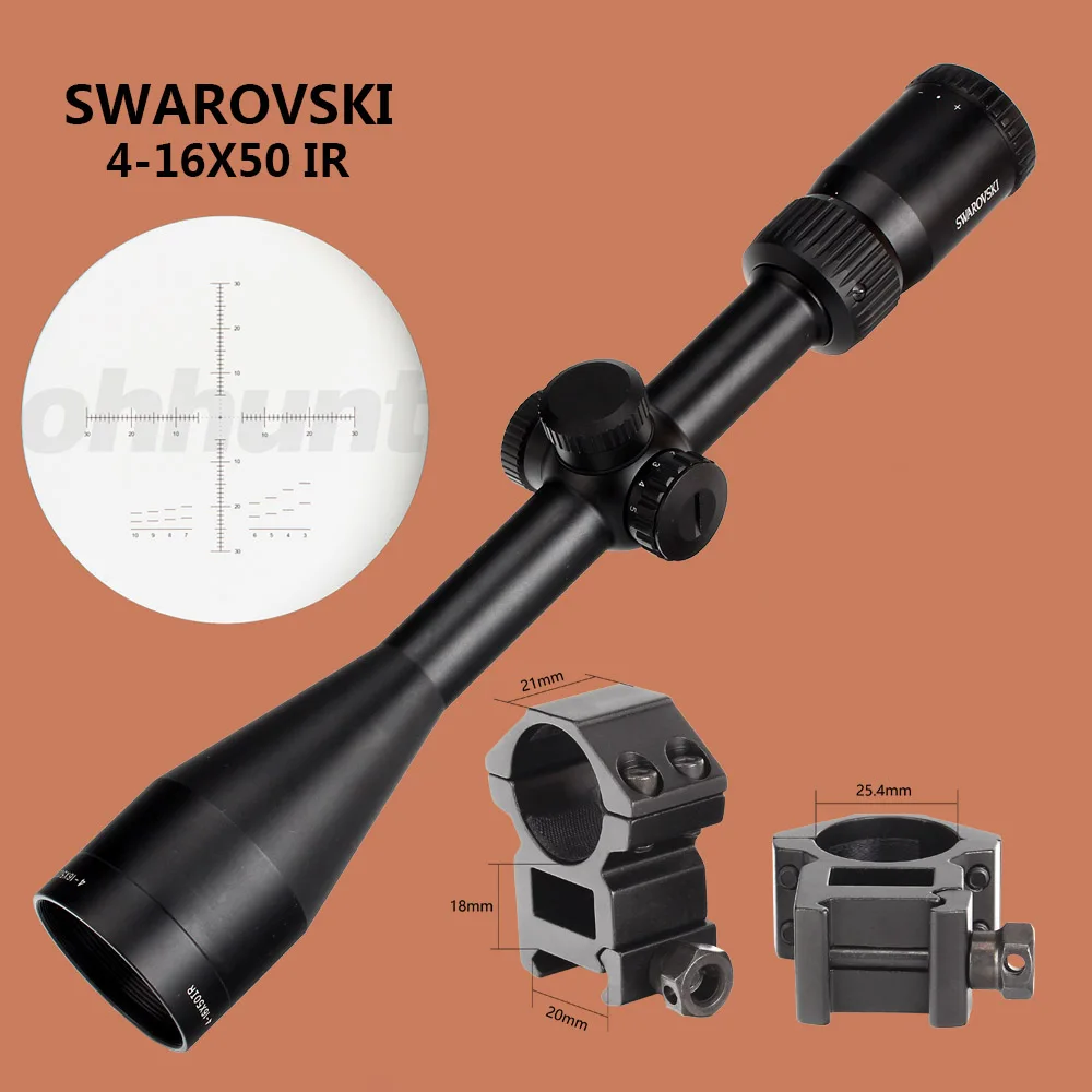 Тактический SWAROVSKl 4-16X50 ИК оптический прицел F191 стекло травленая сетка с башенками сброс Охота стрельба прицел - Цвет: 25.4mm-Picatinny-SGK