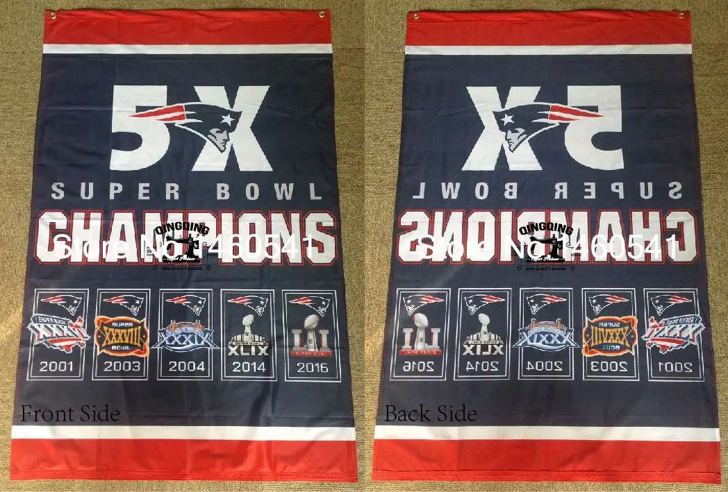 New England Patriots Super Bowl Champions 5X Flag 3ft x 5ft Polyester NFL Team Banner Flying