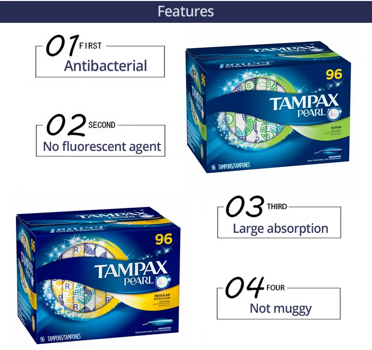 Tampax Pearl без запаха тампон обычная и увеличенной впитывающей способностью 96 шт./упак. заменить менструальная чаша санитарно Полотенца салфетки менструальные ремень