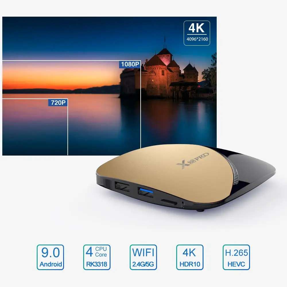 ТВ приставка BEESCLOVER X88 PRO Rockchip RK3318 4 ядра 2 4G & 5G Wifi 4K HDR телеприставка Android 9 0 USB 3