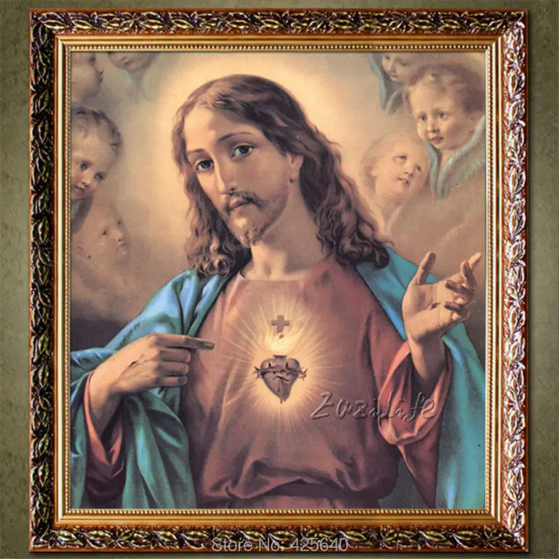 Spray painting heart of Jesus Christ Jesus print Giclee print on canvas