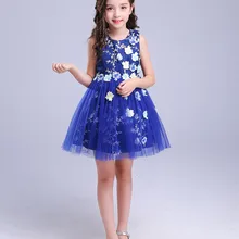 Синий Формальное принцессы кружевное платье для девочек-подростков шифоновое платье без рукавов для девочек белое шампанское для девочек свадебные платья