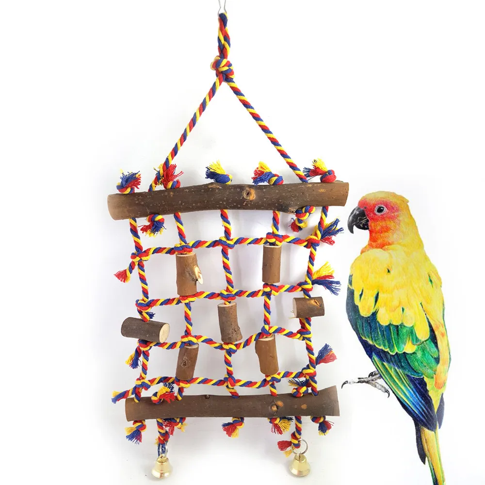 Питомец подняться Игрушечный попугай из бечёвки сети подвесные игрушки для попугай тренировок попугай игрушки попугай окунь