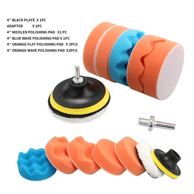 Car Polishing Buffing Pad Auto Pad Kit Buffer + Drill Adapter Polisher  4inch