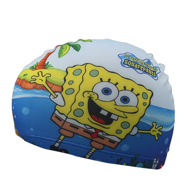 New Cute Cartoon Print Swimming Caps for Children Kids Polyster Pool Swim Caps for Long Hairs Swim Hat Bathing Caps for Baby - Цвет: Белый