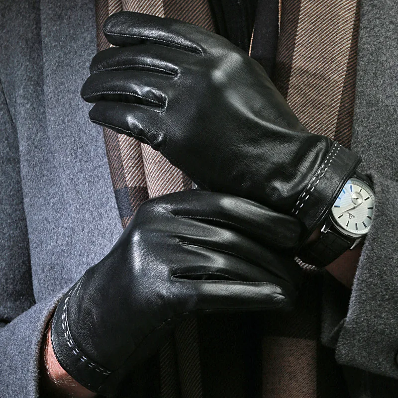 SHOUHOU Мужские кожаные перчатки мужские из натуральной овчины кожаные перчатки-митенки перчатки с сенсорным экраном Модные мужские перчатки для вождения