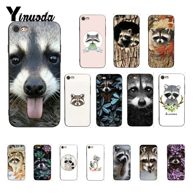Yinuoda милый енот на заказ фото мягкий чехол для телефона iPhone X XS MAX 6 6s 7 7plus 8 8Plus 5 5S SE XR