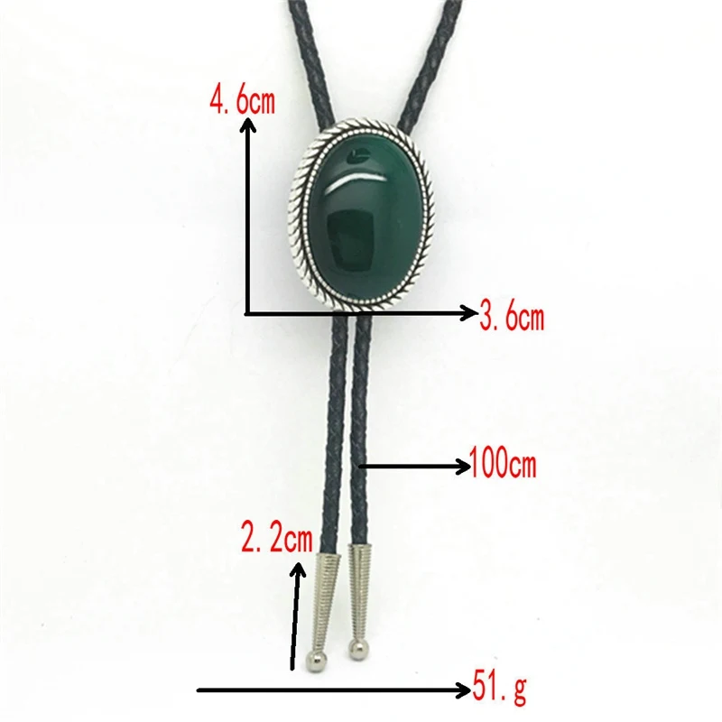 Мужской галстук, ожерелье, ювелирные изделия, Западный ковбойский галстук «боло», черная кожаная цепочка, зеленый камень, декоративный