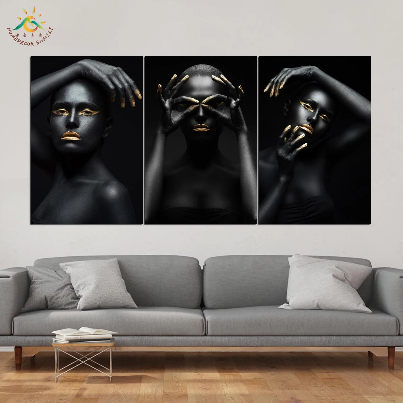 

Black Style Art Pose Wall Art HD Prints Canvas Art Painting Modular Picture And Poster Canvas Painting Decoration Home 3 PIECES
