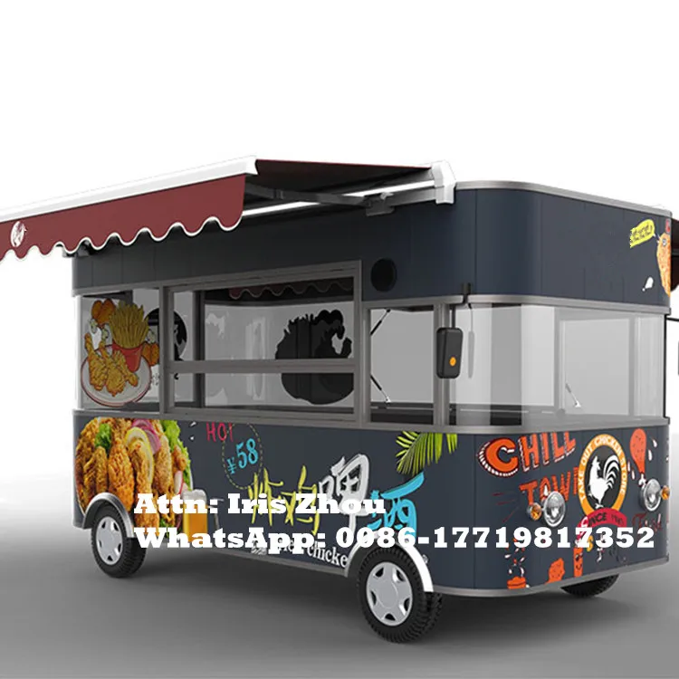 4,2 м двойной тент Подгонянный мобильный Электрический мороженое пищевой грузовик прицеп-кухня/vans/торговые тележки