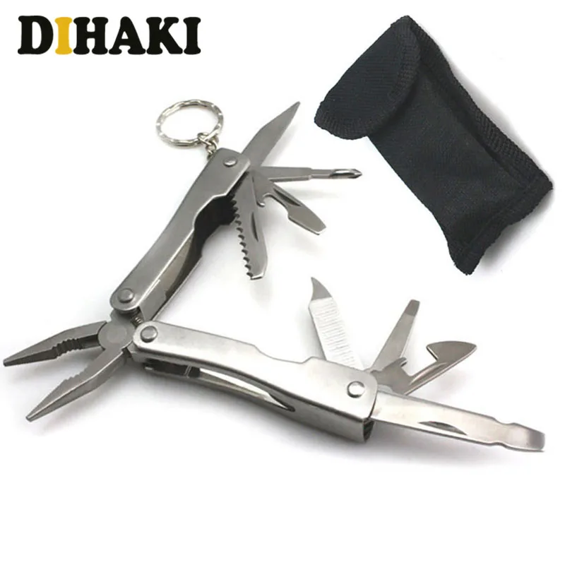 Mini Folding Multi-Tool Steel Pliers Screwdriver Nail File Keychain 