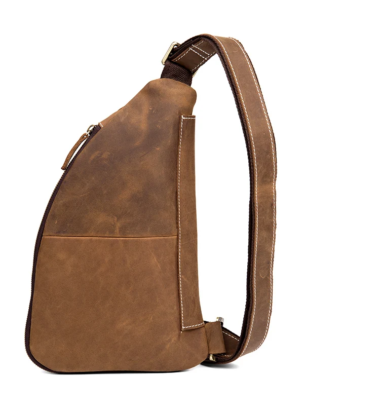 Woosir Vintage Mens Sling Pack Crazy Horse Leather