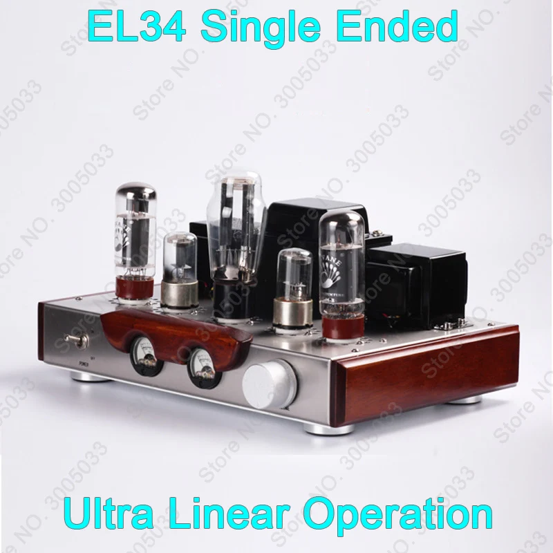

EL34 6CA7 6SL7 Tube Amplifier Stereo Integrated Tube Amplifier 8W Output Ultra Linear Operation W/ VU Meter Solidwood Decoration