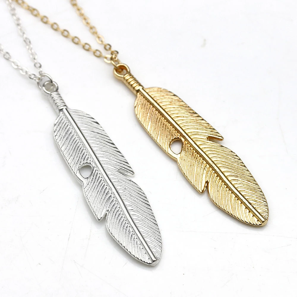 Collares necklaces & pendants Cool Feathers PendantLeather Long Chain
