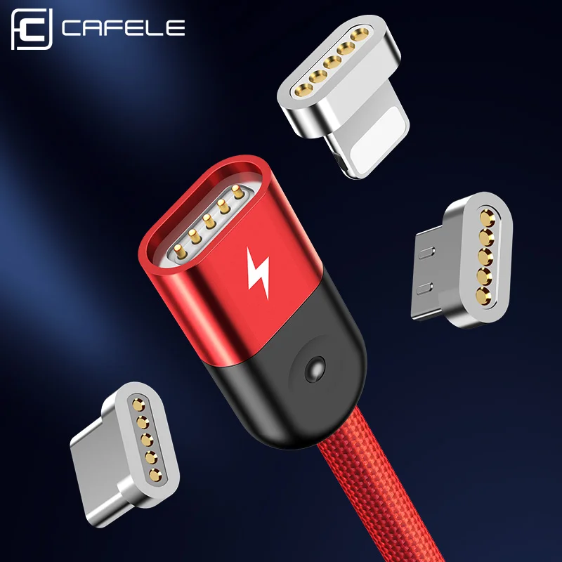 Cafele 1 м светодиодный магнитный USB кабель для iPhone Xs Max X 8 7 6 usb type-C кабель Micro USB кабель для samsung Xiaomi huawei USB-C