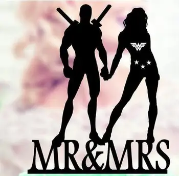

personalized Deadpool and Wonder Woman wedding birthday cake toppers bridal baby shower Bachelor party decorations