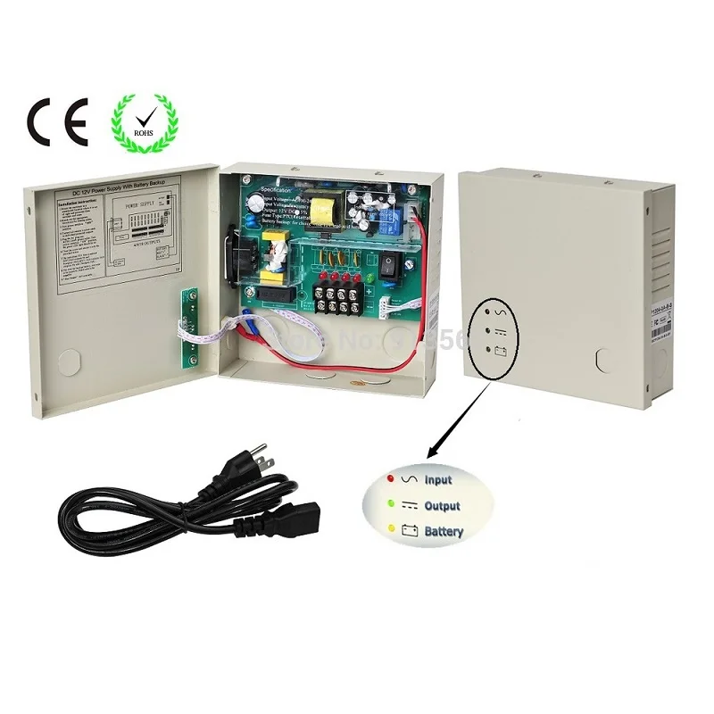 

CCTV Power Supply DC12v 3A 4 Channel Power Box UPS Functions, SLA DC12V Battery CE ROHS For CCTV Camera/LED