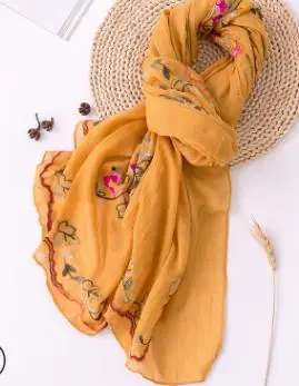 Этнический цветочный цветок шарф с вышивкой и шаль женские мягкие цветочные шарфы с цветочным принтом палантин хиджаб 14 цветов - Цвет: GINGER
