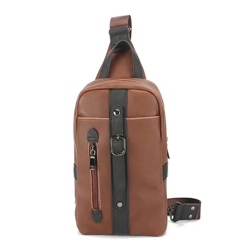 

2019 Fashion Vintage Men Crossbody Bags Chest Leather Water Proof Handbags For Male Business Shoulder Bag Waist Packs Bolsas
