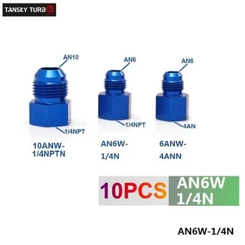 TANSKY - 10PCS/LOT Fitting Flare Reducer Female 1/4N to Male -6AN Blue Aluminum Nickel Plated AN6W-1/4N