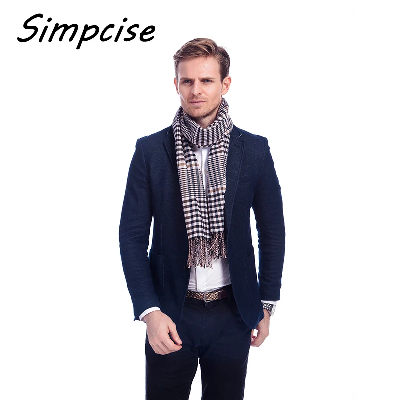 

[Simpcise] 2017 Brand New Mens Warm Soft Cashmere wool plaid TARTAN SCARF Checked Scarf Bordeaux A3A17738