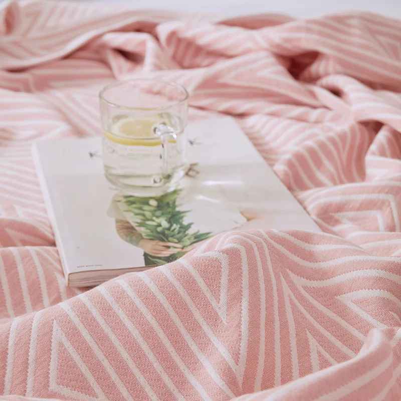 Мягкие хлопковые одеяла на кровать в японском стиле, летнее одеяло розового цвета и цвета хаки, постельное белье для близнецов, размер Queen, не скатывается, покрывало, одеяло