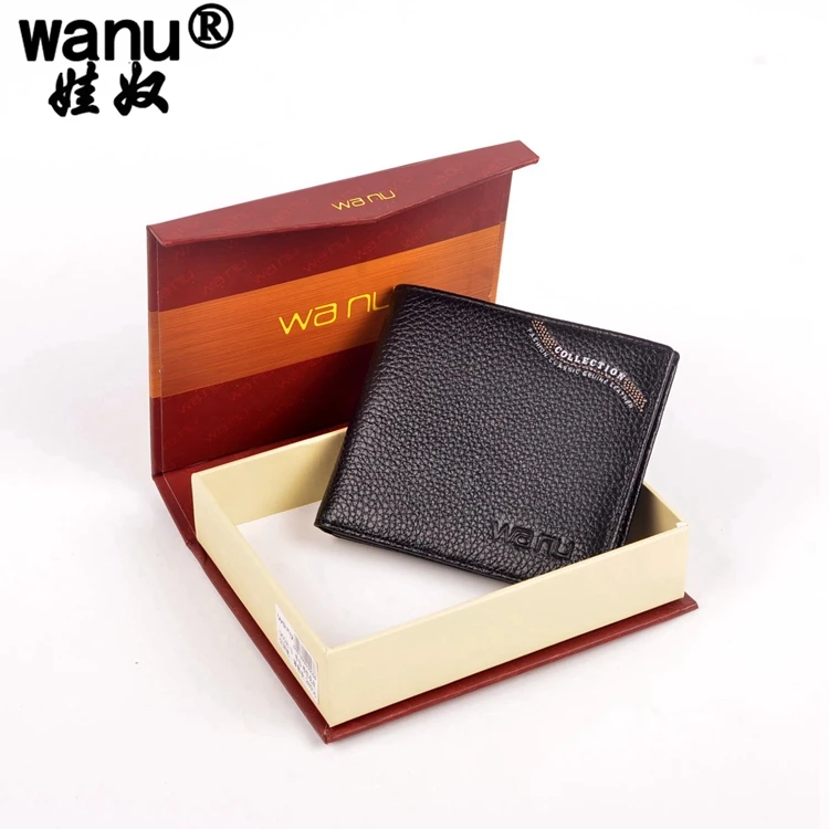 

9WANU 100% Top Quality Genuine Cow Leather Men Wallets Fashion Splice Purse Dollar Price Carteira Mens Purse Wallet