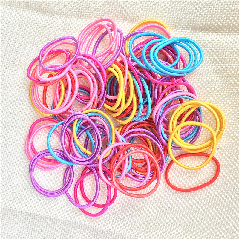 100pcs/lot Cute Girl Ponytail Hair Holder Hair Accessories Thin Elastic