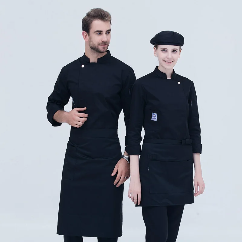 

WELIVENICE New 2019 one bottom Chef Uniforms Men Women Golden Button Food Services Cooking Clothes 6 Color