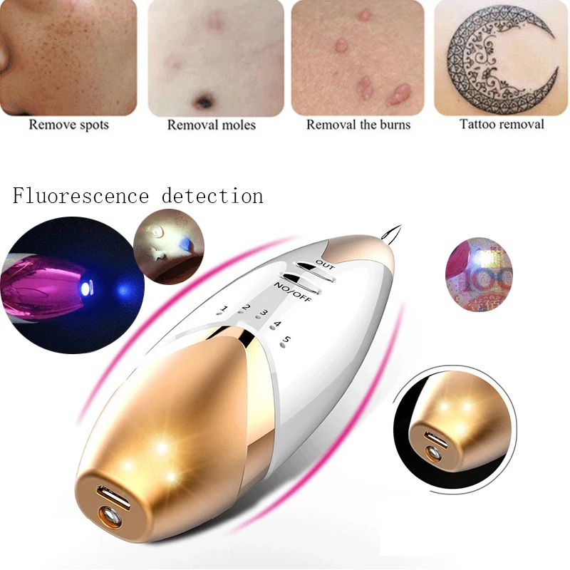 New Portable Laser Spot Removal Pen Mole Freckle Removal Machine Hot Sale Fluorescence detect Skin Care Salon Home Beauty Device