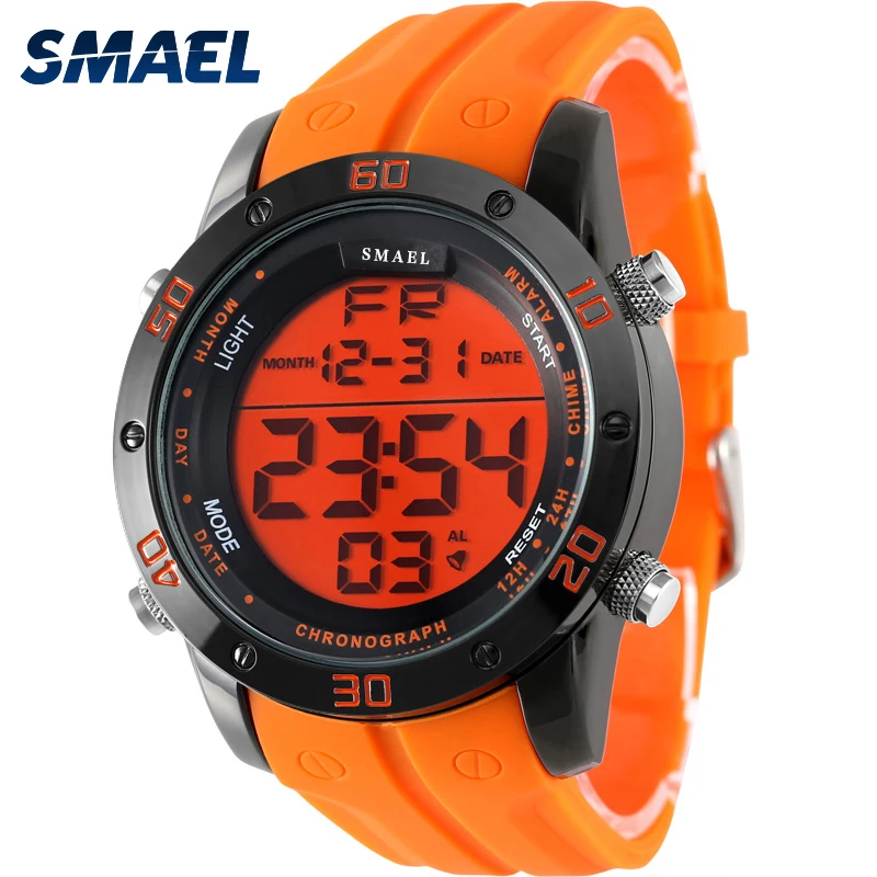 orange digital watch