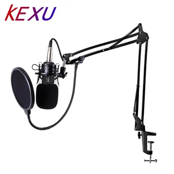 

KEXU BM-800 Studio Broadcasting Recording Condenser Microphone Adjustable Suspension Scissor Arm Stand Mounting Clamp Kit Mic